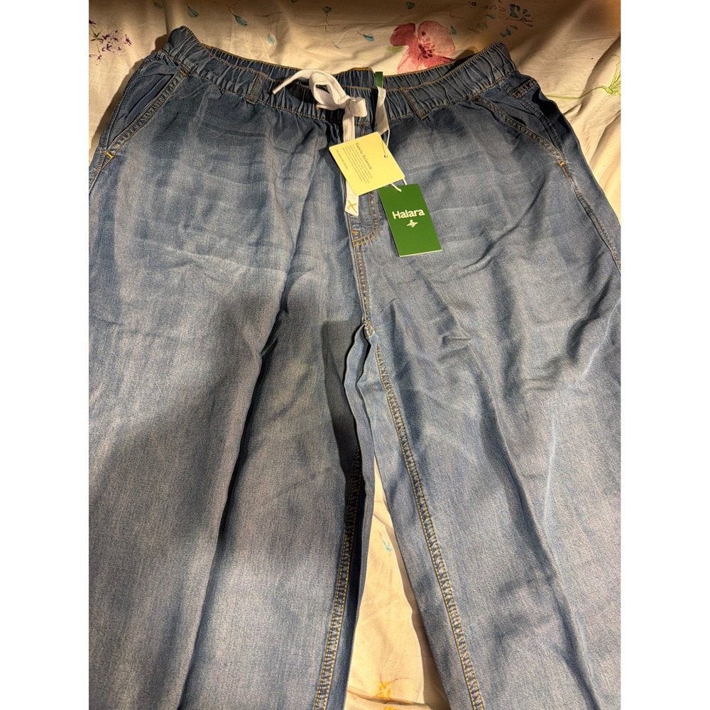 HALARA Wide Leg Denim-Blue Drawstring Pants - Picture 11 of 11